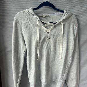 LOFT Light Gray Lace-Up Hoodie